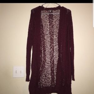 Long Maroon Cardigan NWOT
